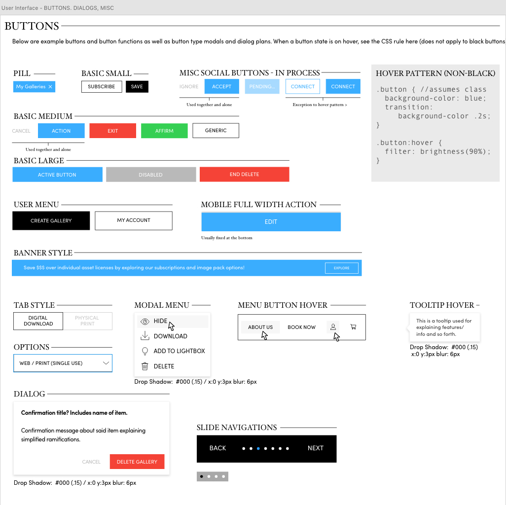 Button UI page